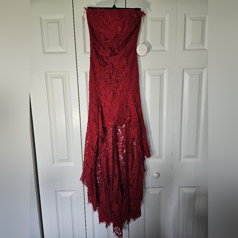 Strapless red dress
